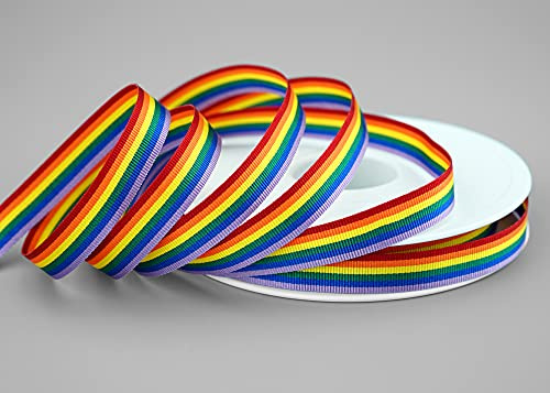 20 m x 10 mm dekorband regnbåge regnbåge LGBTQ med 6 färger band randig presentband kärlek fred stolthet tolerans symbol flagga dekorativt band dubbelsidig för att dekorera sy förpackning