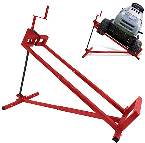 TRMLBE Sollevatore per Trattore Rasaerba con inclinazione di +45° piattaforma di sollevamento regolabile aiuto per la pulizia del trattorino rasaerba fino a un massimo di 400 kg, rosso