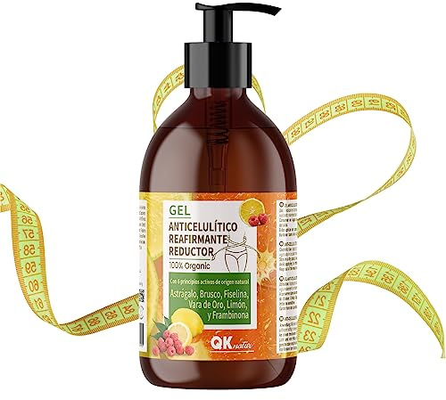 QKnatur - Gel Reductor Anticelulítico y Reafirmante (500 ml). Con 6 Principios Activos de Origen Natural para Masaje Corporal - Anti Celulítis ideal para Maderoterapia