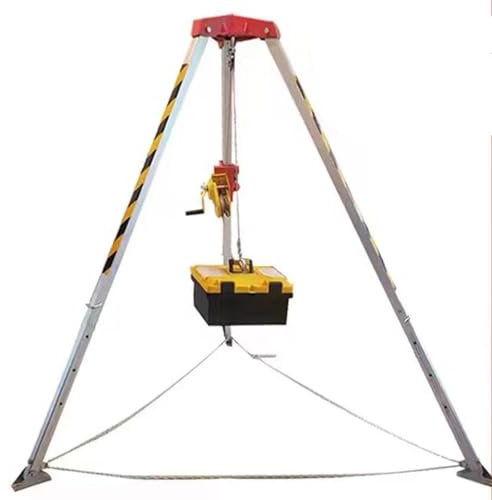 Trípode de Rescate Sistema de polipasto de polea de trípode, Trípode de rescate 1800LBS Kit cabrestante para la ingeniería energía/ Construcción/ Bomberos, Dispositivo de seguridad con autobloqueo