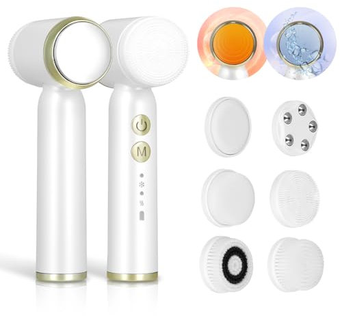 Aofesel Elektrische Gesichtsreinigungsbürste IPX7 Wasserdicht Gesichtsbürste Wiederaufladbar USB-Akku Reinigungsbürste Gesicht Elektrische 3 Geschwindigkeiten und 6 Bürsten zum Reinigen und Peelen