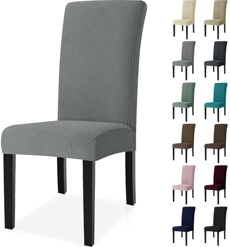 Ystyle Fundas Sillas De Comedor Pack 4, Fundas para Sillas Ajustables, Funda para Sillas Elástica, Cubre Funda Protectora Sillas Lavables para Banquetes Hogar Restaurante Hotel, Gris Claro