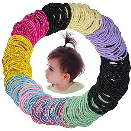 300 Pcs Elastic Hair Ties - Small Size Rubber Hair Ties for Baby Girls Multicolor Hair Bands Elastic Ponytail Holder (Multicolor)