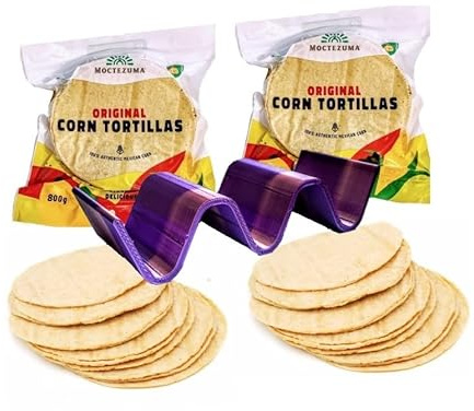 2 x Una autentica tortilla di mais creolo con delizioso sapore di mais. Porta taco 19 x 3 x 4 cm (PLA).