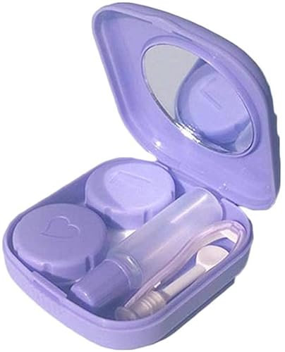 PurpleProfessional Travel Contact Lens Case Kit - Pocket Holder Mirror Box Eye Care Soaking Storage Kit - Fashion