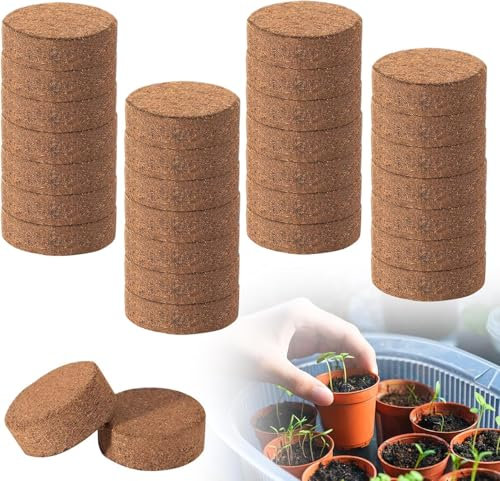 20 PCS Terreau de Coco, Terre de Coco Plante, Coco Compressé Terre de Coco, Sol Nutritif Bloc de Tourbe, Terre de rempotage pour Plantes d'intérieur, Améliore Rétention D'eau et Aération, 30 MM