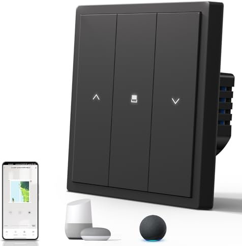 BSEED Interruptor Inteligente Mate,Control de Voz,Control de APP,Requiere Cable Neutro,1 Gang 1 Vía,Negro 86mm