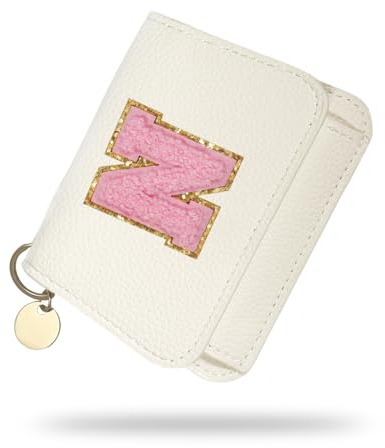 Girls Wallet, Initial Women's Wallets, White Small Wallet for Kids with 5 Card Slots Holder, Personalised Purses Gifts for Girls and Women, Birthday Gift, Christmas Gifts, Travelling Wallets Gift (N)