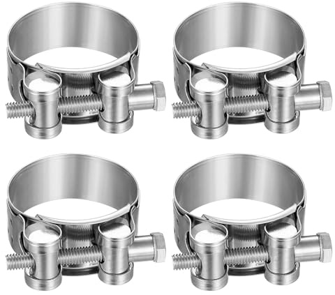 4 Pcs T Bolt Hose Clamps, 304 Stainless Steel Hose ClampsHose Clips Adjustable 40-43mm Clamping Range, Screws Exhaust Clamps T Pipe Clips Assortment for Water Pipe Auto Tube Attachments(20mm Width)