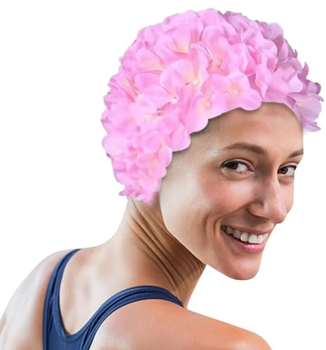 Cuffia da bagno da donna, stile vintage, fiori alla, stile retrò, per capelli lunghi, corti, per le vacanze al mare in piscina