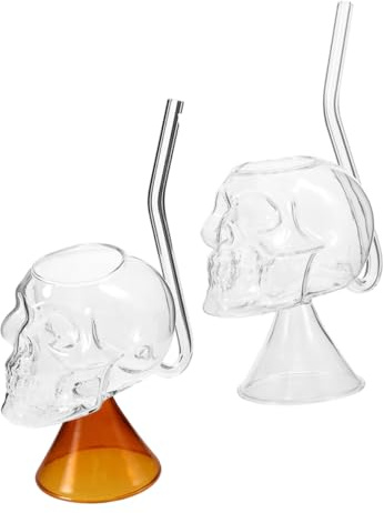 LIGIGWASH 2pezzi Calice Vino Teschio Bicchiere Halloween Bicchiere Forma di Teschio Trasparente per Cocktail e Vino Bicchieri per Feste di Halloween