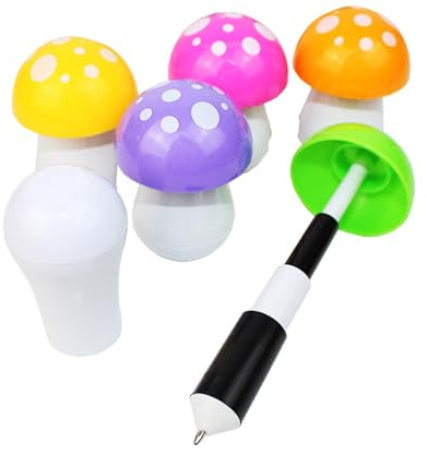 TENYELE 6 bolígrafos telescópicos de hongos para escribir suavemente para niños, estudiantes, recompensa, relleno de calcetines de Navidad, hongos