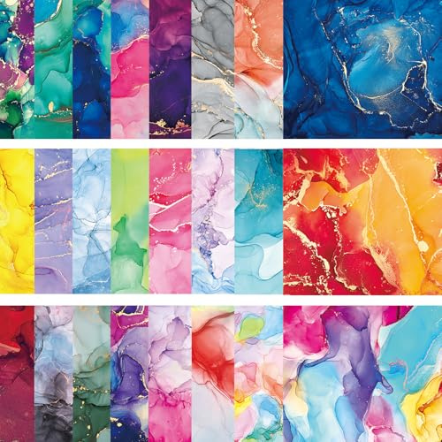 DiiWmme Scrapbook Paper 48 Sheets Marble Pattern, 6x6 Inch Decoupage Paper Sheets and Vintage Patterned Craft Papers for Scrapbooking, Card Making, DIY Arts and Crafts Supplies (24 Unique Designs) (C)