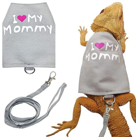 Bartagame-porslinsset – linneväst, justerbar hals 20 cm, ödla dragsnöre, reptiler | säkra nattresor utomhus, daglig utflykt med bil, flygplan, shopping,