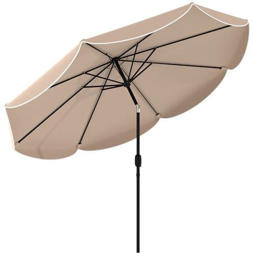 Outsunny Sombrilla Terraza Exterior Ø2,7 m Inclinación Ajustable Caqui