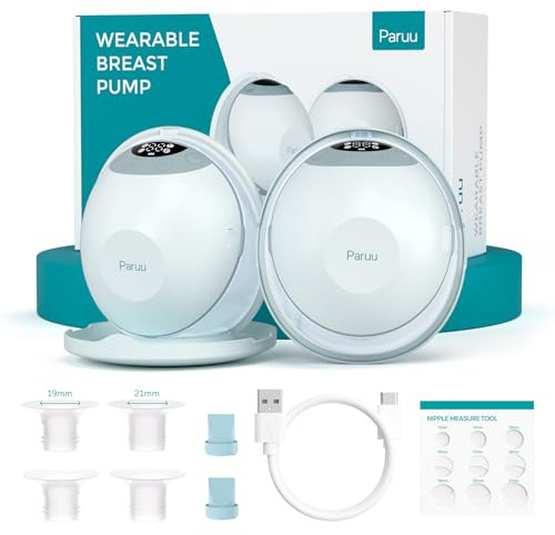 Paruu P20 Tire Lait Electrique Main Libre, Tire-Lait Portable avec 4 Modes et 12 Niveaux, Bride à Double Étanchéité de 19/21/24 mm, Visualisation du Temps et de la Quantité de Lait (2, Vert clair)
