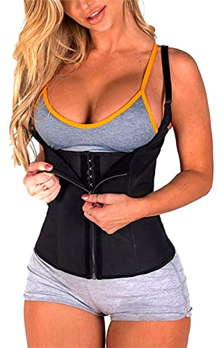 Mrisata Midjeträning för Kvinnor Korsett Shapewear med Dragkedja Dam Midja Cincher Linne med Justerbara Remmar, Body Shaper för Magkontroll Neopren Cincher Sweat Bastuväst (L)