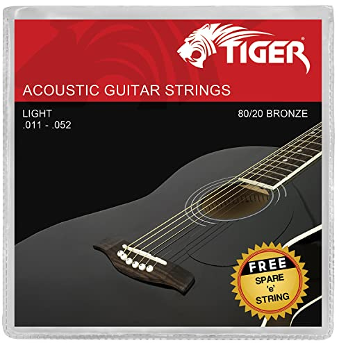 Tiger akustiska gitarrsträngar_P Single Pack | Stålsträngar för akustisk gitarr, brons