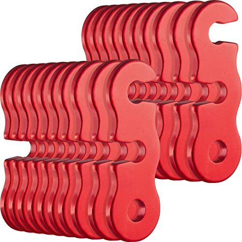 SATINIOR 20 Pieces 20 Pieces Guyline Tensioner Aluminum Alloy Tent Cord Paracord Tensioner Guy Line Rope Adjusters Cord Tighteners for Outdoor Tent Camping Hiking Accessories (Red)