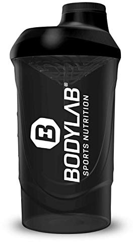 Bodylab24 Shaker 700ml Schwarz - praktischer Eiweiß-Mixer mit Schraubverschluss und Sieb für cremige, klumpenfreie Shakes, BPA-frei