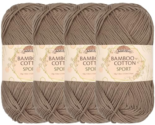 JubileeYarn bambu bomull sportgarn – 50 g/nystan – kaffeälskare – 4 nystan