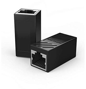 RJ45 Coupler,Cat7 Cat6 Cat5e 8P8C Ethernet Lan Cable Connector,8P8C Network In-Line Coupler, Female to Female (Black 2pack)
