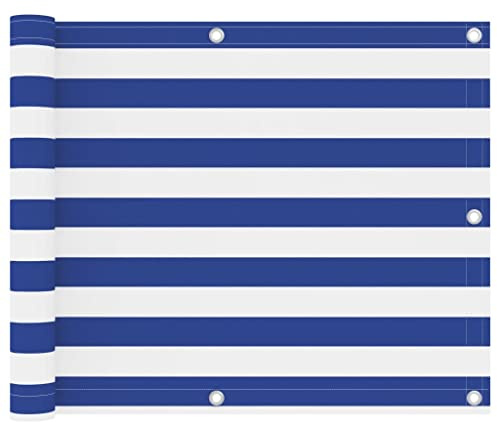 vidaXL Balkon Sichtschutz Bespannung Terrasse Windschutz Sonnenschutz Balkonbespannung Balkonverkleidung Weiß Blau 75x400cm Oxford-Gewebe