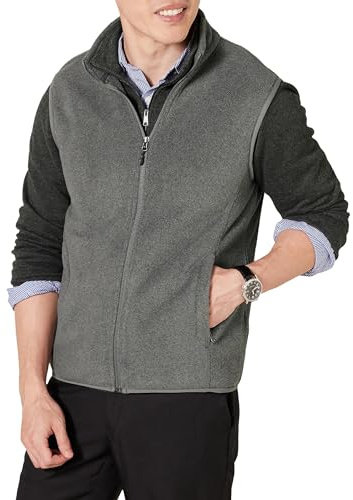 Amazon Essentials Men's Full-Zip Polar Fleece Insulated Vest (Available in Big & Tall), Charcoal Heather, X-Large
