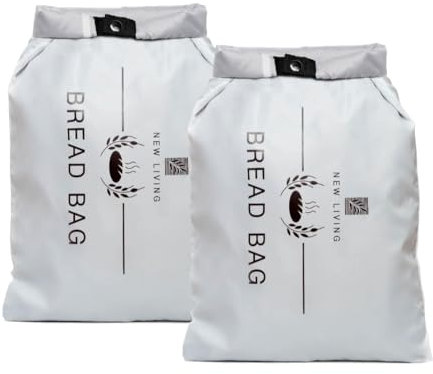 New Living Lot de 2 sacs à pain congelés | Sac de rangement alimentaire | Polyester recyclé sans BPA | Garde le pain plus longtemps | 40 x 27 cm (2)