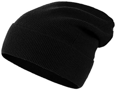 Lallier Berretto Unisex 100% Puro Cachemire, Cappello con Risvolto a Costine Caldo Morbido con Confezione Regalo per Donne e Uomini (Nero)
