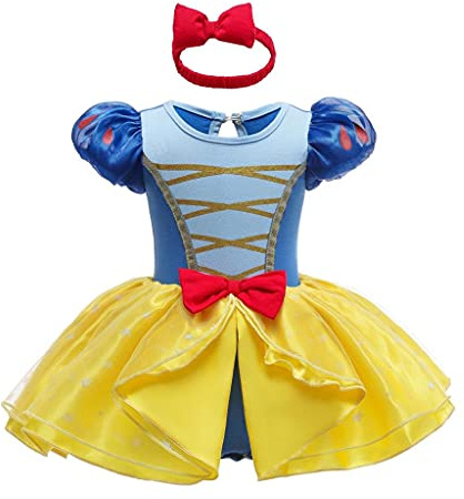 Lito Angels Deguisement Robe Princesse avec Bandeau Bebe Fille, Anniversaire Fete Carnaval Costume Barboteuse Body Ete, Taille 3-6 mois, B (étiquette en tissu 60)