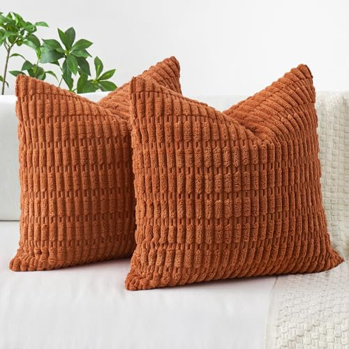 MIULEE 2er Set 40x40 cm Kordsamt Kissenbezüge Moderne Kissenhüllen Dekorative Sofakissen Dekokissen Weicher Zierkissenbezug für Wohnzimmer Sofa Schlafzimmer Boho Dekor Karamell