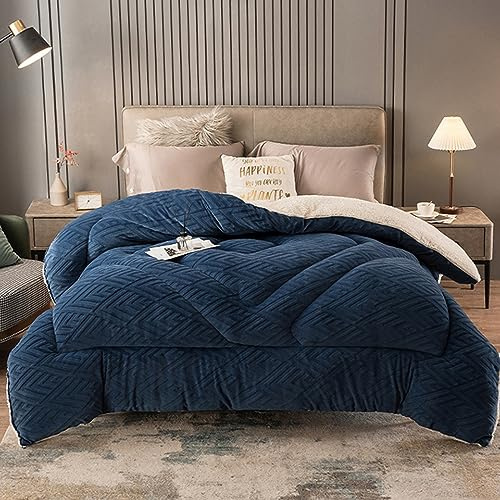 ZTGL Vinterförtjockad filt Dubbelsidigt lammfleecetäcke, supervarmt lammfleecetäcke, förtjockat varmt plyschtäcke, vinterfluffig täcke,Blue,200x230cm(3kg)