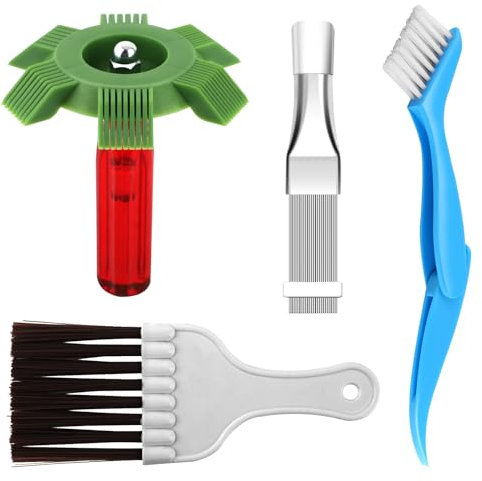 MOERDIFFER Air Conditioning Condenser Fin Comb, Condenser Cleaning Comb Stainless Steel, Fin Cleaning Brush Air Conditioning, Radiator Cleaning Brush 4 Piece Set