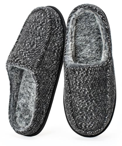 Cozylook Mens Indoor Slippers Memory Foam Non Slip House Shoes with Plush Lining Size 10-11