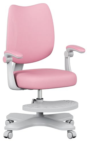 MARK ADLER Junior 4.6 Sedia ergonomica per bambini da scrivania girevole - altezza regolabile - schienale regolabile - rotazione a 360° - braccioli pieghevoli - ruote di gravità - poggiapiedi – Rose