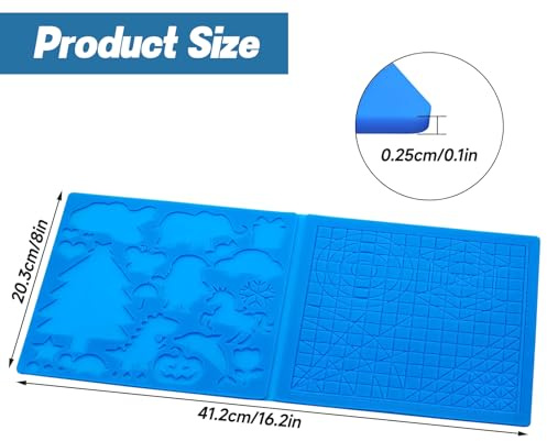 Modèle de stylo 3D, accessoire de stylo 3D, grand tapis en silicone, avec 2 protections pour les doigts pour enfants et débutants, artiste stylo 3D, bleu, 41,2 x 20,3 cm