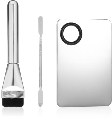 BOHUIZ 3 Pcs Make Up Spatula Tool with Makeup Mixing Palette, Foundation Spatula, Makeup Brush, Makeup Palette Tray for Women Girl Reusable Beauty Tools for Facial Cosmetic, Nail Art, Pigment Blending