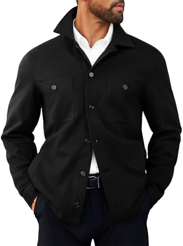 Runcati Mens Lightweight Shirt Jacket Button Down Long Sleeve Shacket Casual Fall Warm Work Stylish Jackets with Pocket