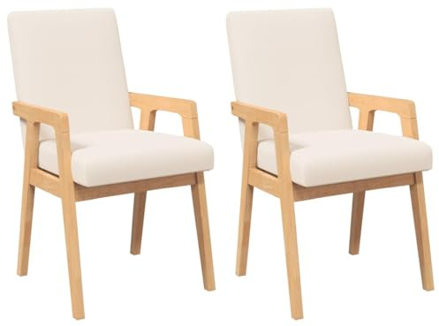 vidaXL Esszimmerstühle mit Kissen 2 STK. Massivholz Gummibaum, Küchenstuhl, Stuhl, Beistellstuhl, Essstuhl, Wohnzimmerstuhl, Restaurant Stuhl