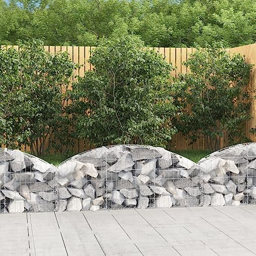 HaoChrymec Gabion à Arceau Haut with Fer Galvanisé, Design Stable, Panier à Pierre, Jardinière à Gabion, Parterre Surélevé en Gabion, Cage en Métal, Gris, 150 x 30 x 40/60 cm