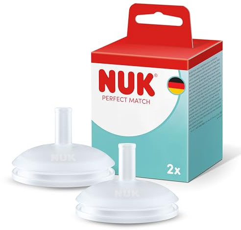 NUK Perfect Match Lärflaskpipar | 6+ månader | Läckagesäkra pipar till nappflaska | Silikon | 2 stycken