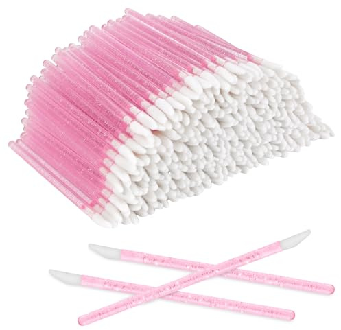 300PCS Disposable Lip Brushes Pink lip wands Lipstick Applicators Lip Gloss Wands Concealer Brushes Lip Applicators Lipstick Eyeshadow Applicator Tool Disposable Cosmetic Brush Tool
