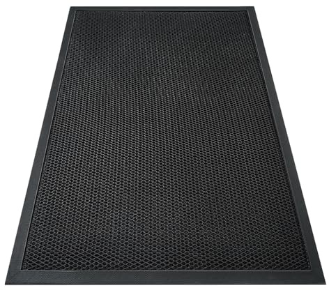 TANYOYO 2'x3' Commercial Floor Rubber Entrance Mat, Mesh Heavy Duty Door Carpet, Non-Slip Dirt Trapper Mat for Mudroom, Garage, Barbershop & High Traffic Areas, Black