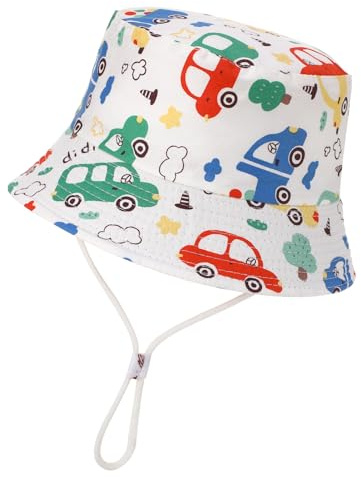 ViEinkaufen Kids Adjustable Bucket Sun Hat for 1-8 Years Old | Adjustable Chin Strap, Wide Brim, Cotton and Polyester Blend, for Boys & Girls