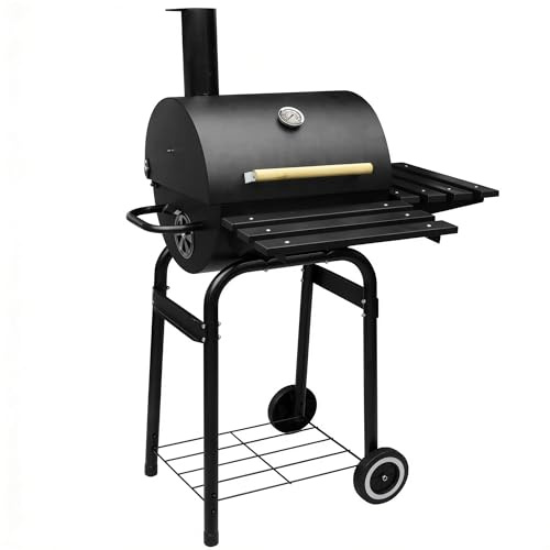 Barbecue a carbone per esterni, grande griglia per barbecue a doppio strato con termometro integrato, camino aperto/chiuso, per esterni, campeggio, feste, patio