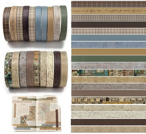 20 rollos cinta washi vintage multiusos.