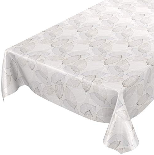 ANRO Wachstuchtischdecke Wachstuch Wachstischdecke Tischdecke abwaschbar Abstrakt Stimmung Laub Grau 100 x 140cm