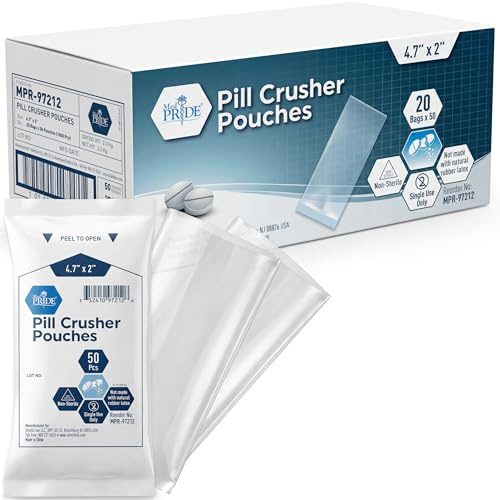 MED PRIDE Pill Crusher Pouches 4.7x2 in,Disposable,Medical Grade,1000-Pack