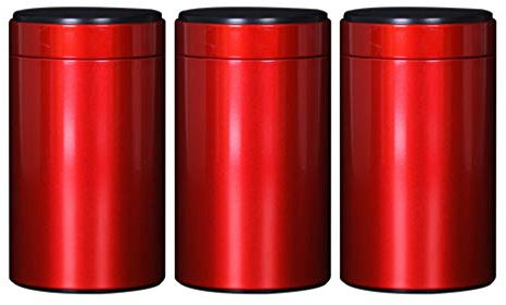 HEALLILY 3PCS Tea Canisters Tin Portable Tea Caddy Coffee Storage Jars Sugar Bowl Spices Condiment Pots Container with Sealed Lid for Tea Storage (Red Size 140)